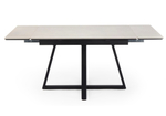 Керамический стол Woodville Памелла 120(180)х80 carmen light grey, черный, ножки черные