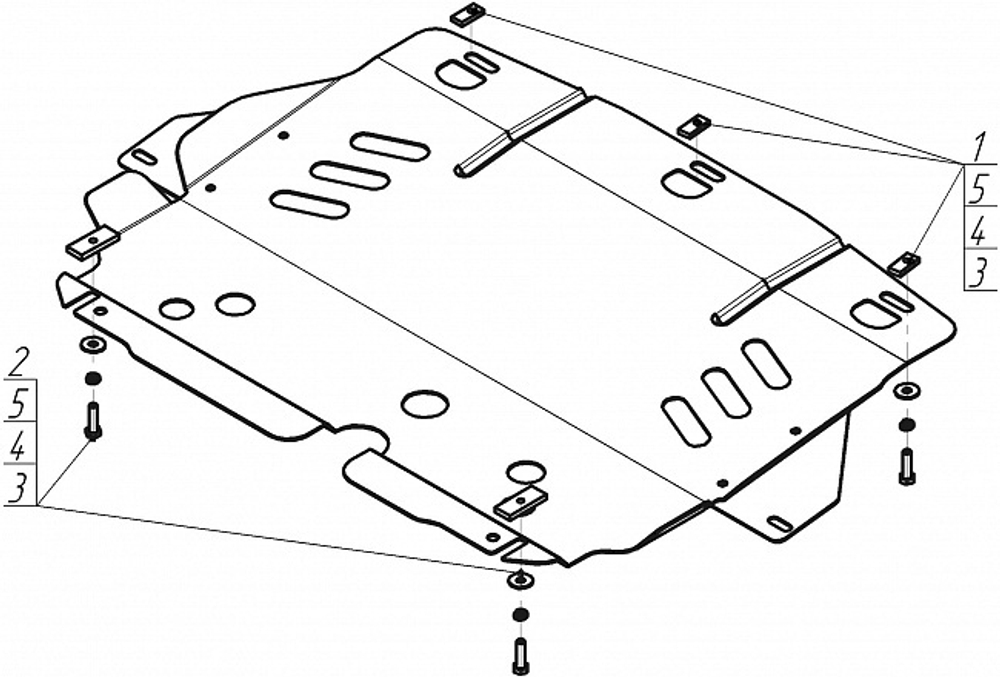 Защита картера Двигателя, КПП. 2 мм, Сталь. для Audi A2 2000-2005 MOTODOR.00125