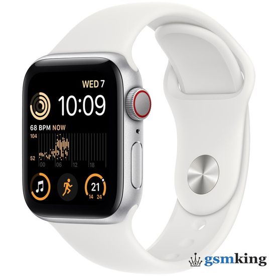 Apple Watch SE 2022 GPS + Cellular 40mm Silver Aluminium Case with White Sport Band