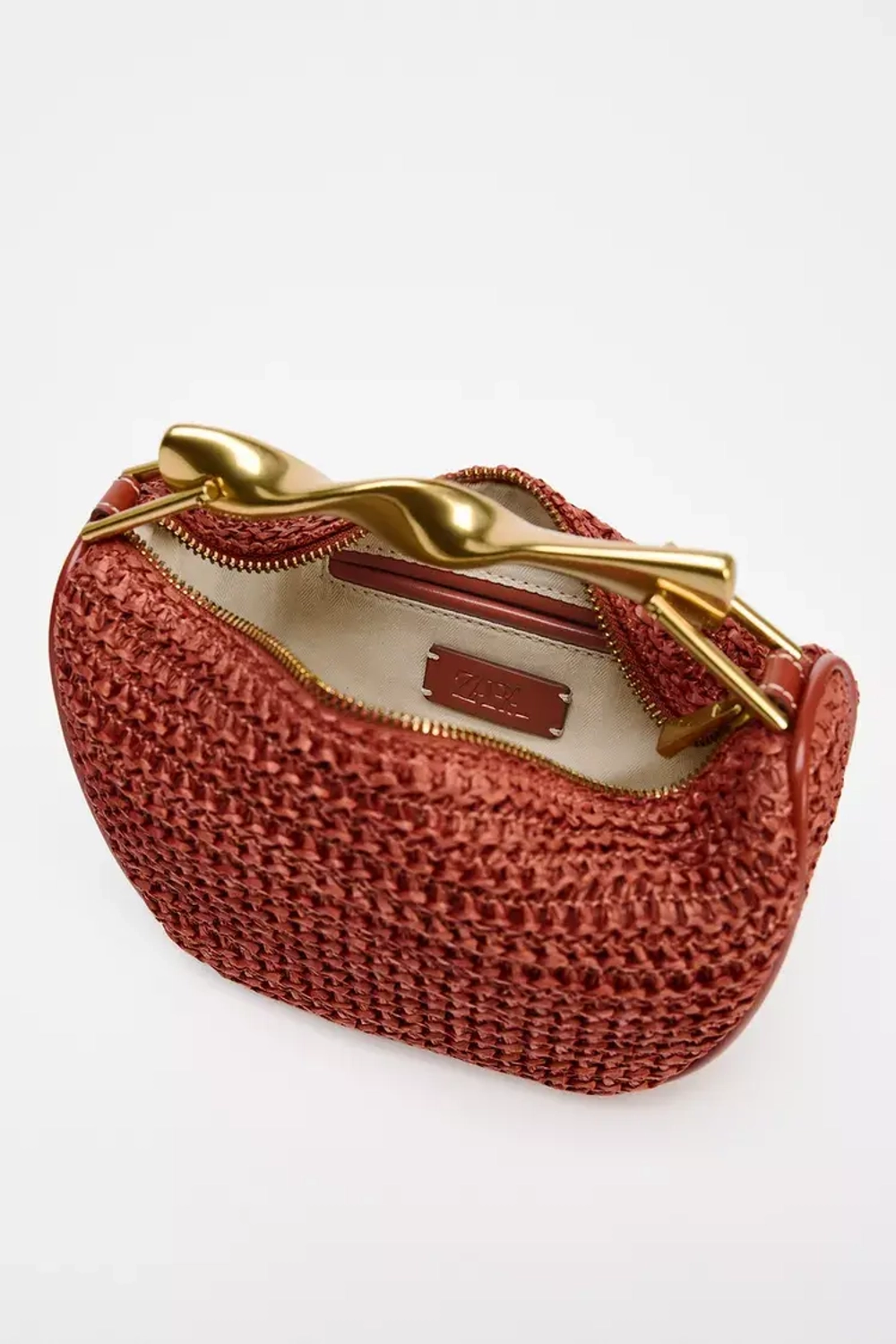 ZARA НЕБОЛЬШАЯ СУМКА С МЕТАЛЛИЧЕСКОЙ РУЧКОЙ, ОРАНЖЕВЫЙ