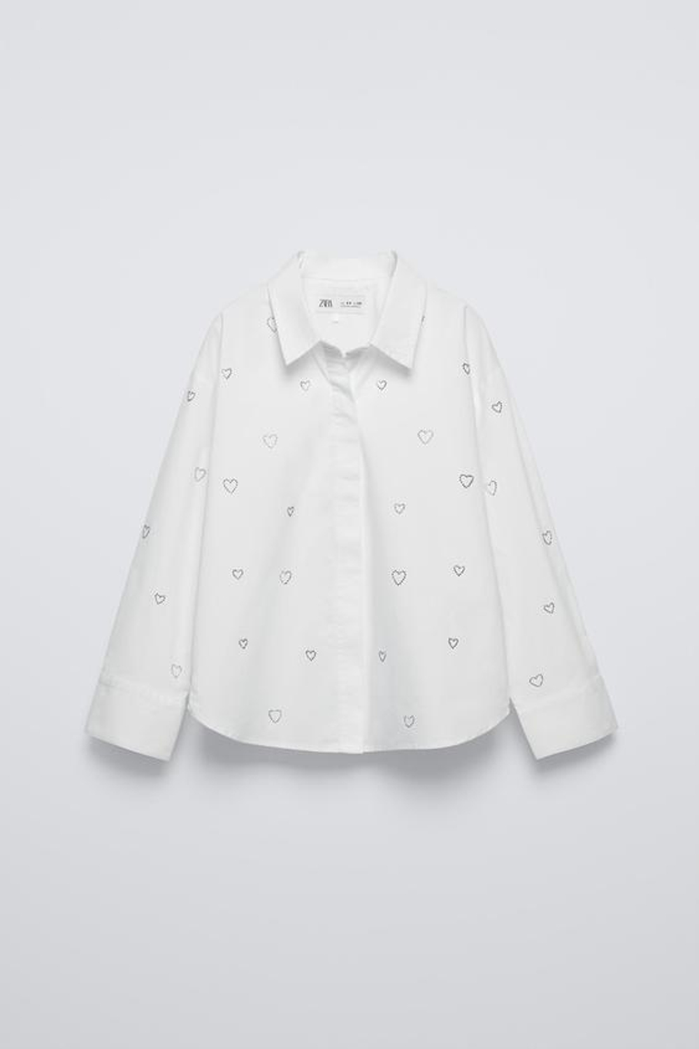 ZARA РУБАШКА СО СТРАЗАМИ, БЕЛЫЙ