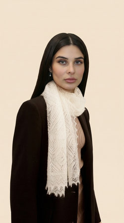 Оренбургский пуховый палантин А14060-01 белый отбеленный