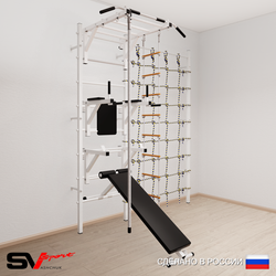 Шведская стенка Sv Sport усиленная 6650 (Турник рукоход/Брусья/Стойка/Скамья/Канат/Лестница/Канатный лаз)