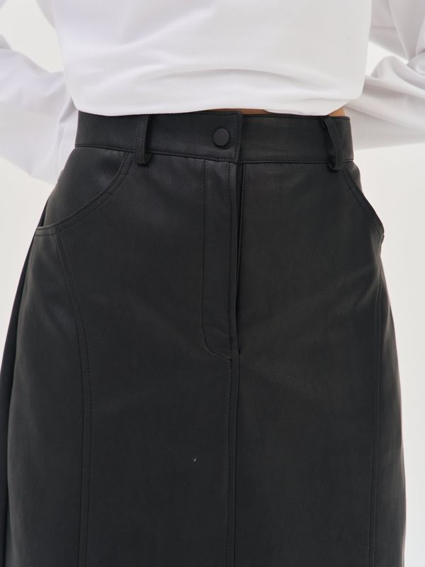 Юбка миди из эко-кожи 