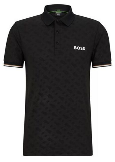 Мужское теннисное поло BOSS x Matteo Berrettini Monogram Slim-Fit Polo - black