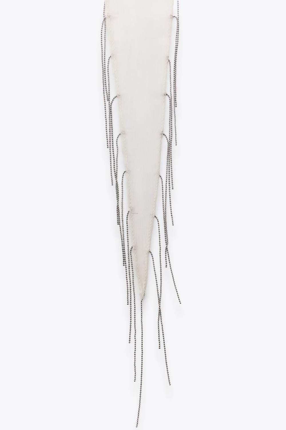 ZARA ПЛАТОК С БИСЕРОМ И БАХРОМОЙ, ЭКРЮ