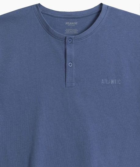 Пижама мужская с коротким рукавом и шортами Atlantic NMP-386, хлопок, голубой + темно-синий