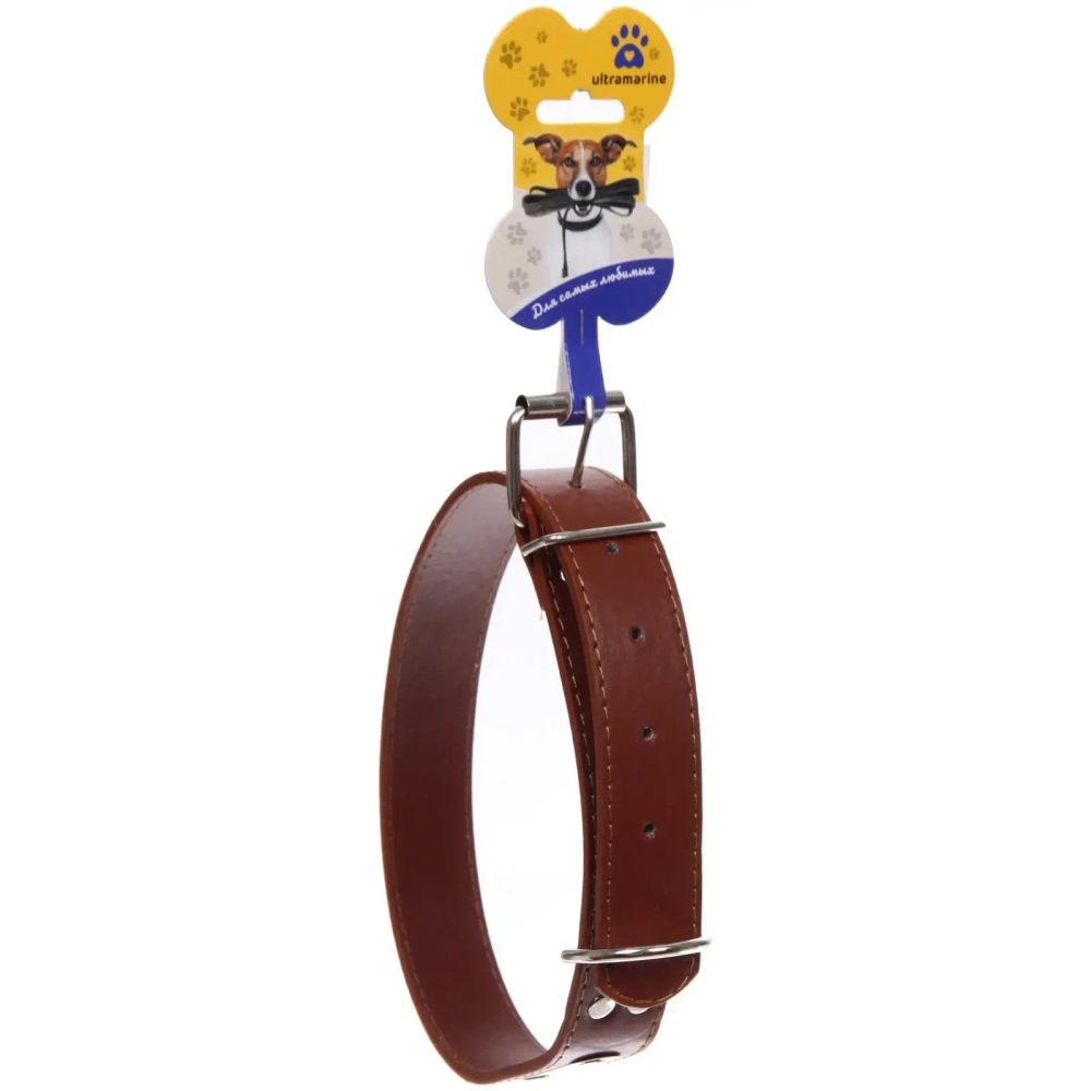 Ошейник для собак из искусственной кожи «БРО на Стиле», цвет коричневый, 1,5*37см (бирка)