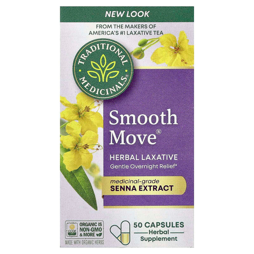 Traditional Medicinals, Smooth Move Capsules, сенна, 50 капсул