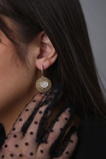 Серьги "Милора" круглые с цирконами, оттенок золото