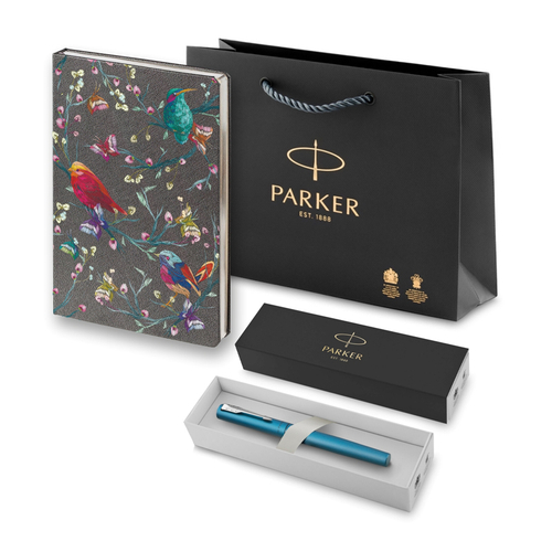 Подарочный набор: Ручка-роллер Parker Vector XL Teal CT и Ежедневник недатированный, серый