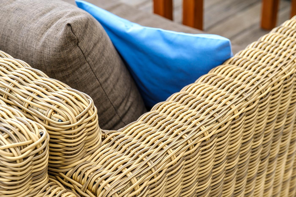 "Капучино" диван из искусственного ротанга двухместный, цвет соломенный