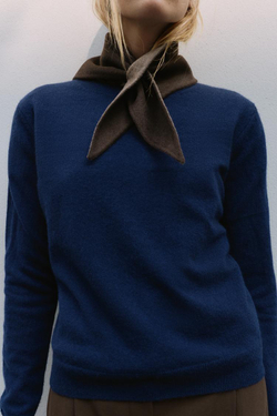 ZARA ТРЕУГОЛЬНАЯ БАНДАНА С ШЕРСТЬЮ, КОРИЧНЕВЫЙ