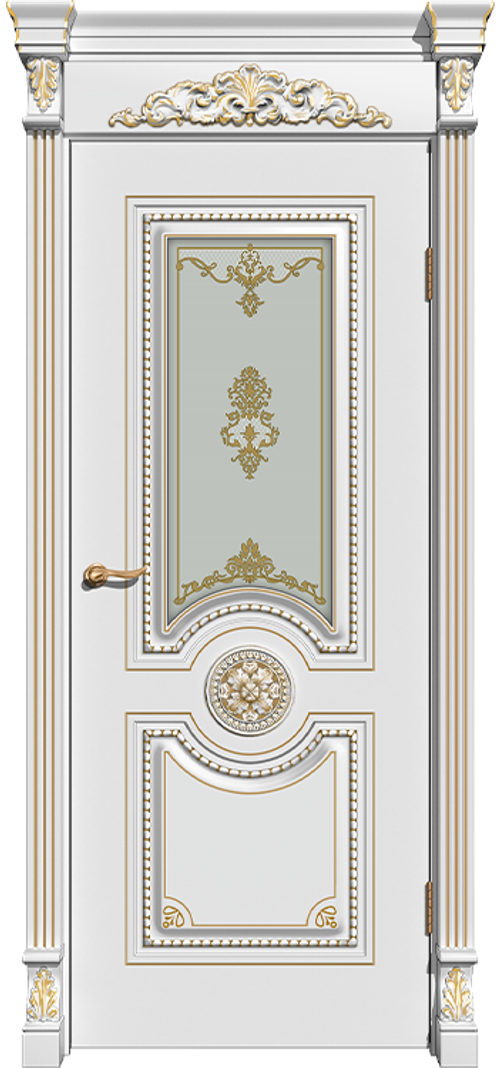 Олимп / Цвет РАЛ 9010 / Остекление "Белое матовое с рис." / Двери Верда