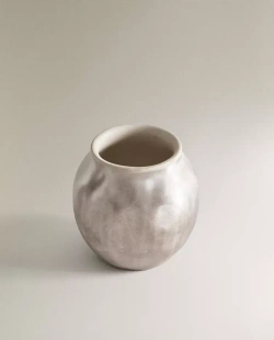 ZARA HOME ВАЗА ИЗ КЕРАМИКИ С БЛЕСТЯЩЕЙ ОТДЕЛКОЙ, СЕРЕБРЯНЫЙ