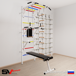 Шведская стенка Sv Sport усиленная 6690 (Турник рукоход/Брусья/Стойка/Скамья/Лестница/Трапеция/Канатный лаз)
