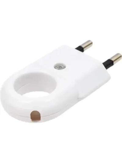 Разборная вилка  10А плоская с ушком без заземления IP20