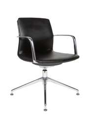 Кресло офисное  Лилль CF  черная экокожа алюминий крестовина
