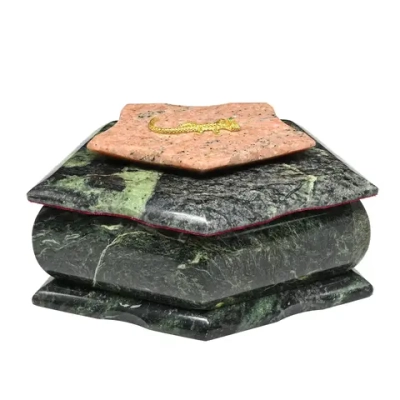 Ларец из змеевика и розового мрамора "Корона" 155*95*75мм