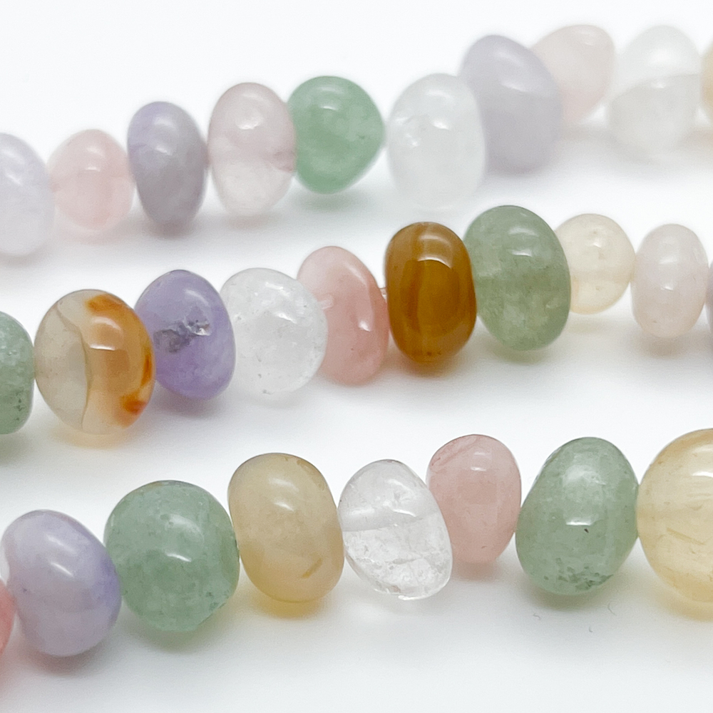 Натуральные камни микс, размер около 9-11 мм, цена за отрезок 19 см (1/2 нити)