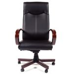 Кресло офисное "Элегант", СН 411, экокожа, дерево, черное, 7001364