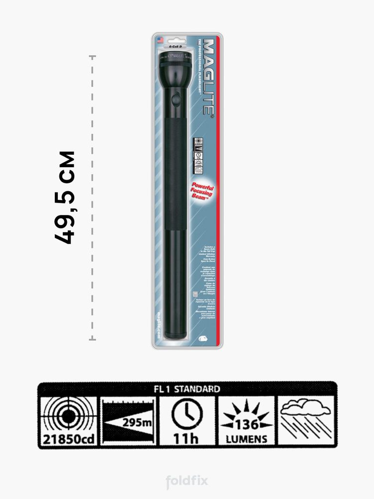 Ручной фонарь Maglite 6D 016 черный в блистере (49,5 см)