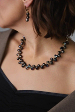 Колье "Деора" шоколадный чешский хрусталь, оттенок золото