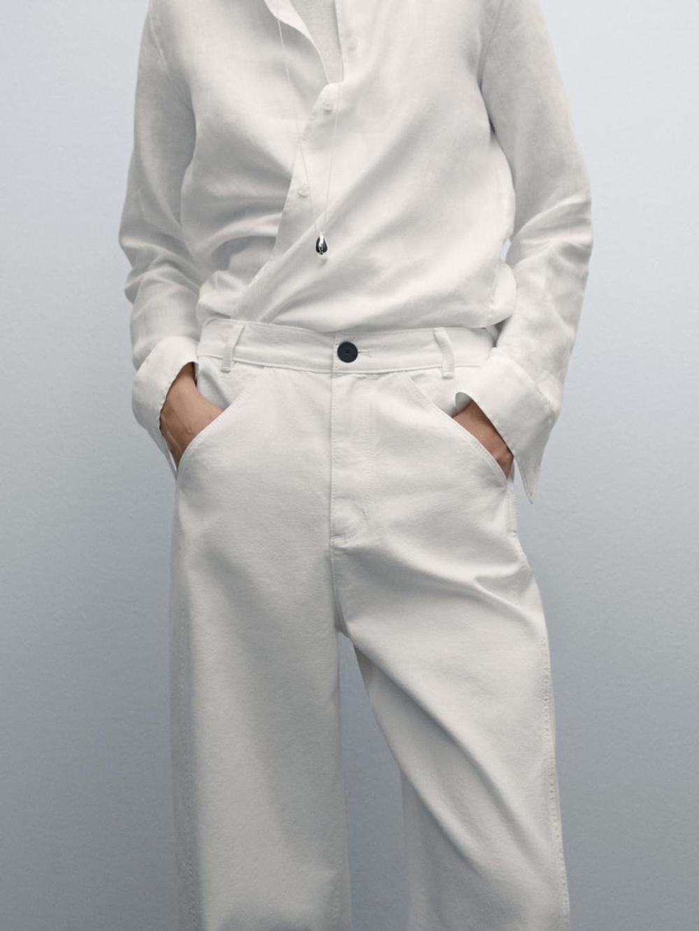 Massimo Dutti Брюки из смесового хлопка, белый