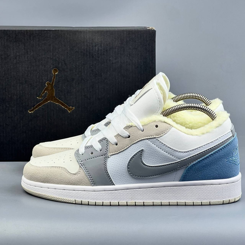 Кроссовки Nike Jordan 1 Aqua на меху #395 (бел.)