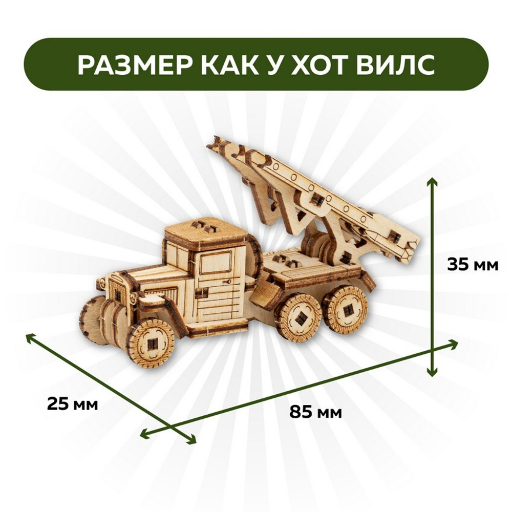 UNIT "Катюша" с дополненной реальностью. Купить деревянный конструктор. Выбрать открытку-конструктор. Миниатюрная сборная модель.