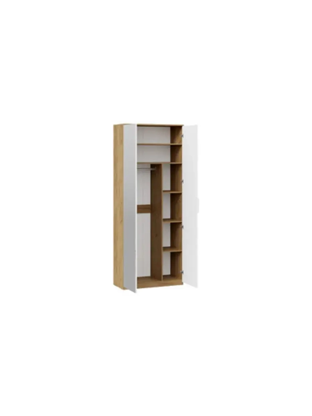 Шкаф для одежды Дуб Крафт золотой, Белый 90х43х226