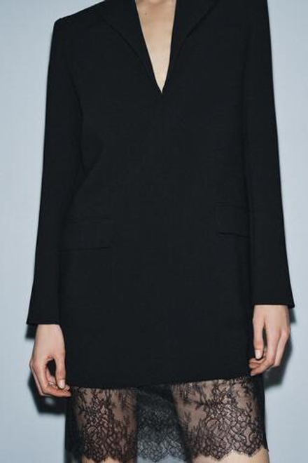 ZARA ПЛАТЬЕ-БЛЕЙЗЕР С КРУЖЕВОМ — ZW COLLECTION LIMITED EDITION, ЧЕРНЫЙ