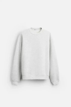 ZARA ТОЛСТОВКА С КРУГЛЫМ ВЫРЕЗОМ, СВЕТЛО-СЕРЫЙ