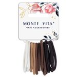 Резинки для волос НАБОР 12 шт., 0,4х14 см, чёрный, коричневый, бежевый, MONTE VITA, 457038