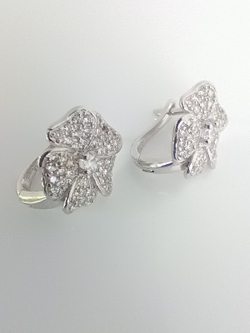 Серьги ювелирные Эстерелла, серебро, проба 925, родированные, с фианитом/Ф