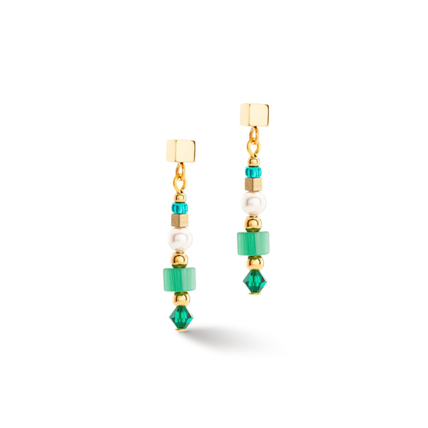 Серьги-пусеты Coeur de Lion Green-Gold 4355/21-0516