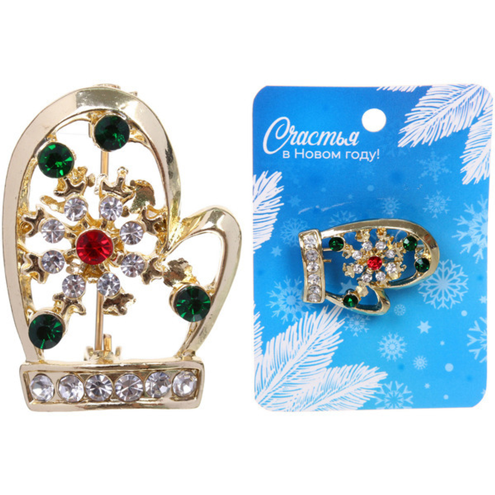Брошь новогодняя «Gold Podarok - Варежка», см