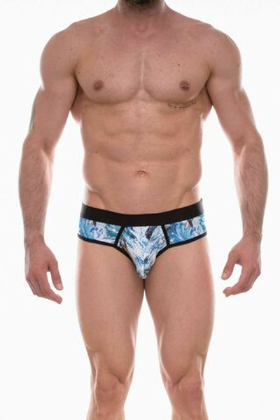 Мужские трусы-брифы с принтом в виде китов (Размер: XL) (Цвет: голубой)