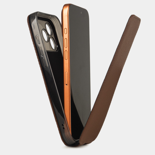 Чехол для iPhone 17 Pro Max - кожа теленка, шоколад