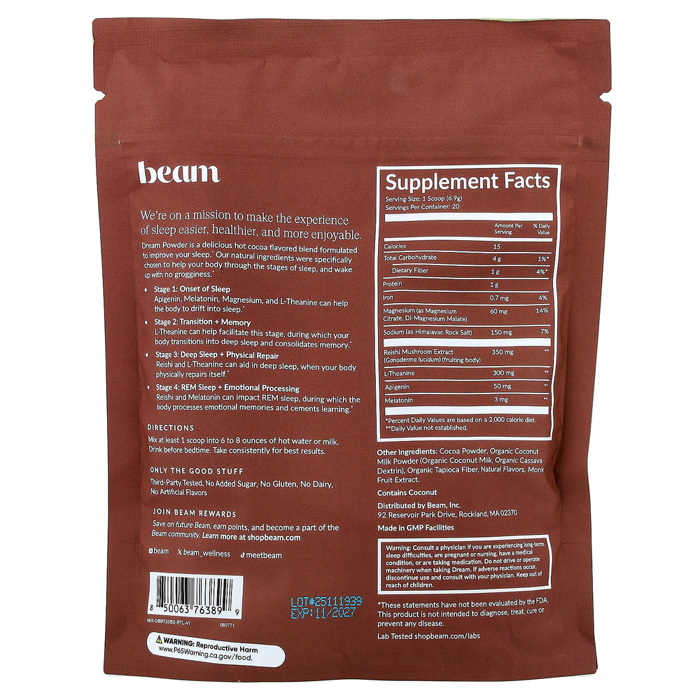 Beam, Dream, тесто для брауни, 138 г (4,87 унции)