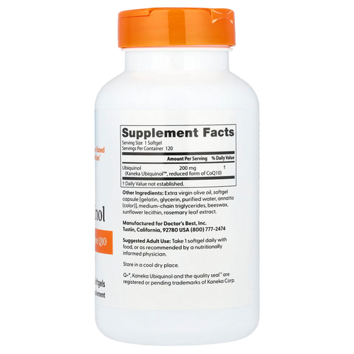 Doctor's Best, убихинол, 200 мг, 120 капсул