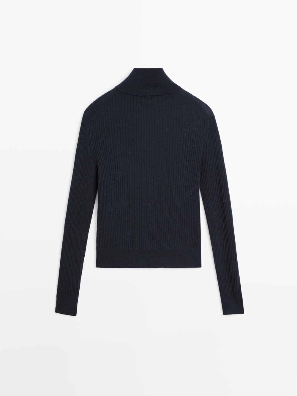 Massimo Dutti Шерстяной кардиган с застежкой-молнией, темно-синий