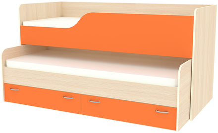 Двухъярусная кровать КарИВи Дуэт-2  Дуб Молочный Оранжевый