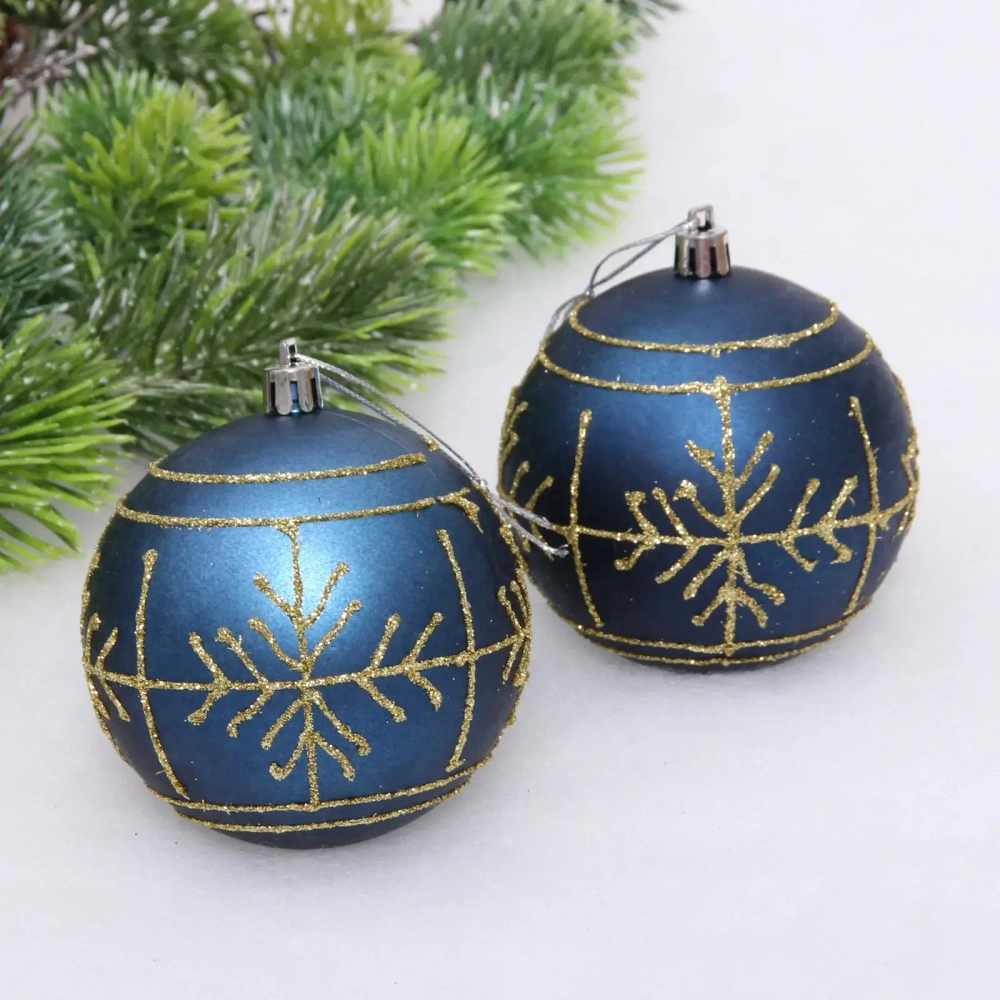 Новогодние шары «Сияние» 8 см (набор 2 шт), Сапфир