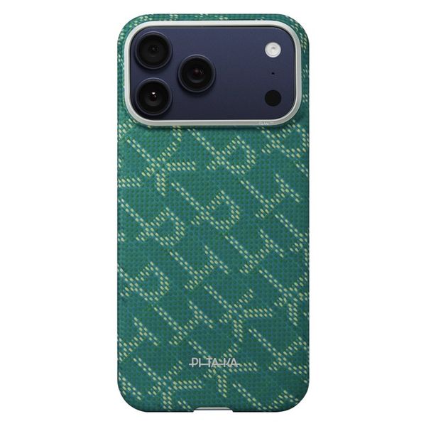 Чехол Pitaka Edge Case для iPhone 17 Pro Max, Зеленый монограм | Monogram Gold/Green