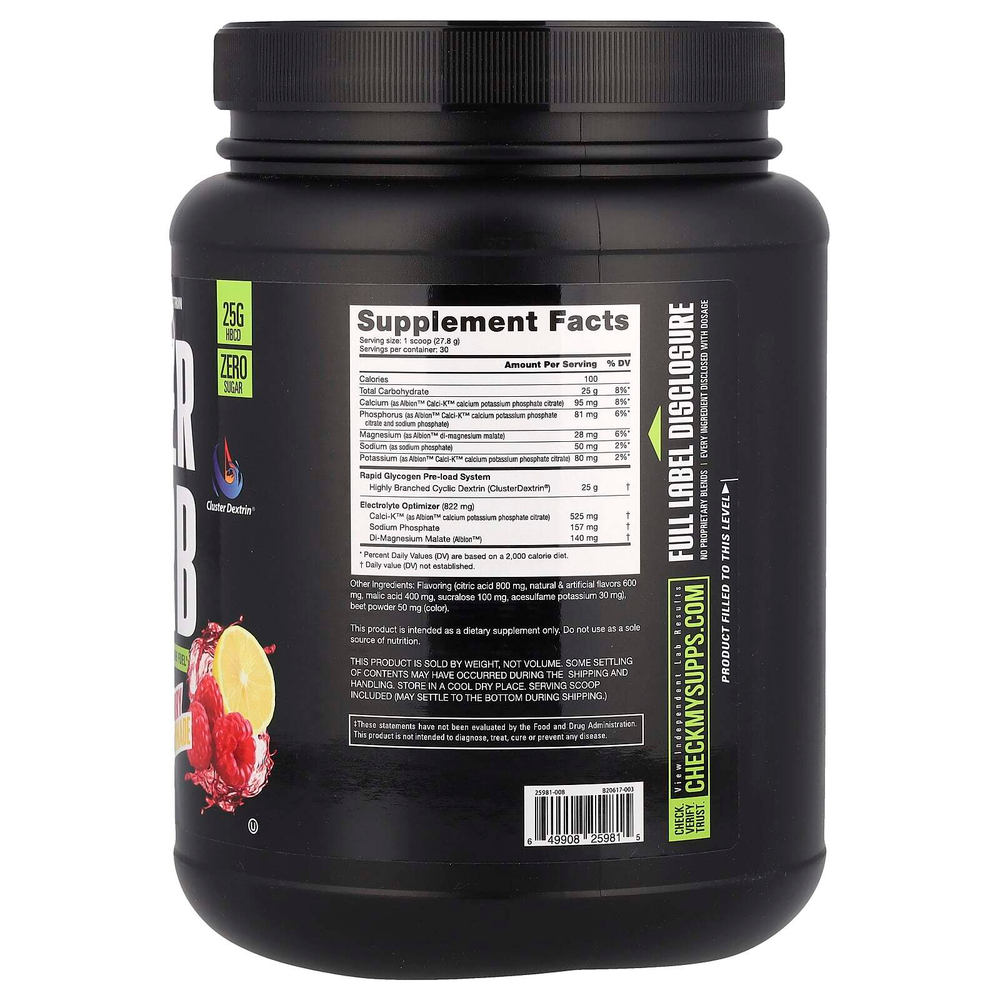 NutraBio, Super Carb, со вкусом малинового лимонада, 834 г (1,8 фунта)