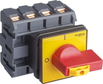 Выключатель-разъединитель 4п 80А IP20 с красн. рукоят. на дверцу 4 винта 1 замок SE MSD80460R