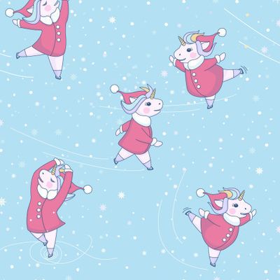 единороги катаются на коньках на катке