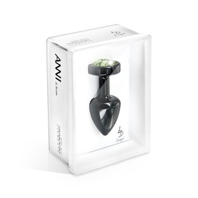 Чёрный анальный плаг с зеленым кристаллом ANNI R Clover Black Green - 6 см. (Цвет: черный)