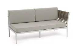 "Касабланка" левый модуль плетеный из роупа, каркас алюминий светло-серый (RAL7035) муар, роуп серо-коричневый 23мм, ткань бежевая 15052